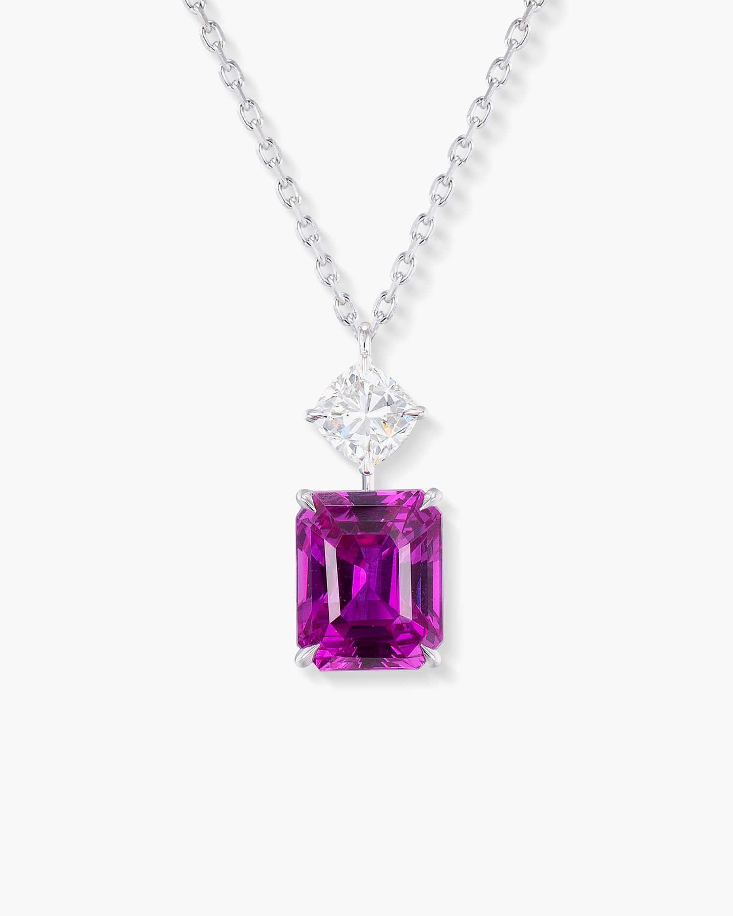 Louis Vuitton 'Pandan Tiff Cracant' Pink Sapphire Diamond Necklace