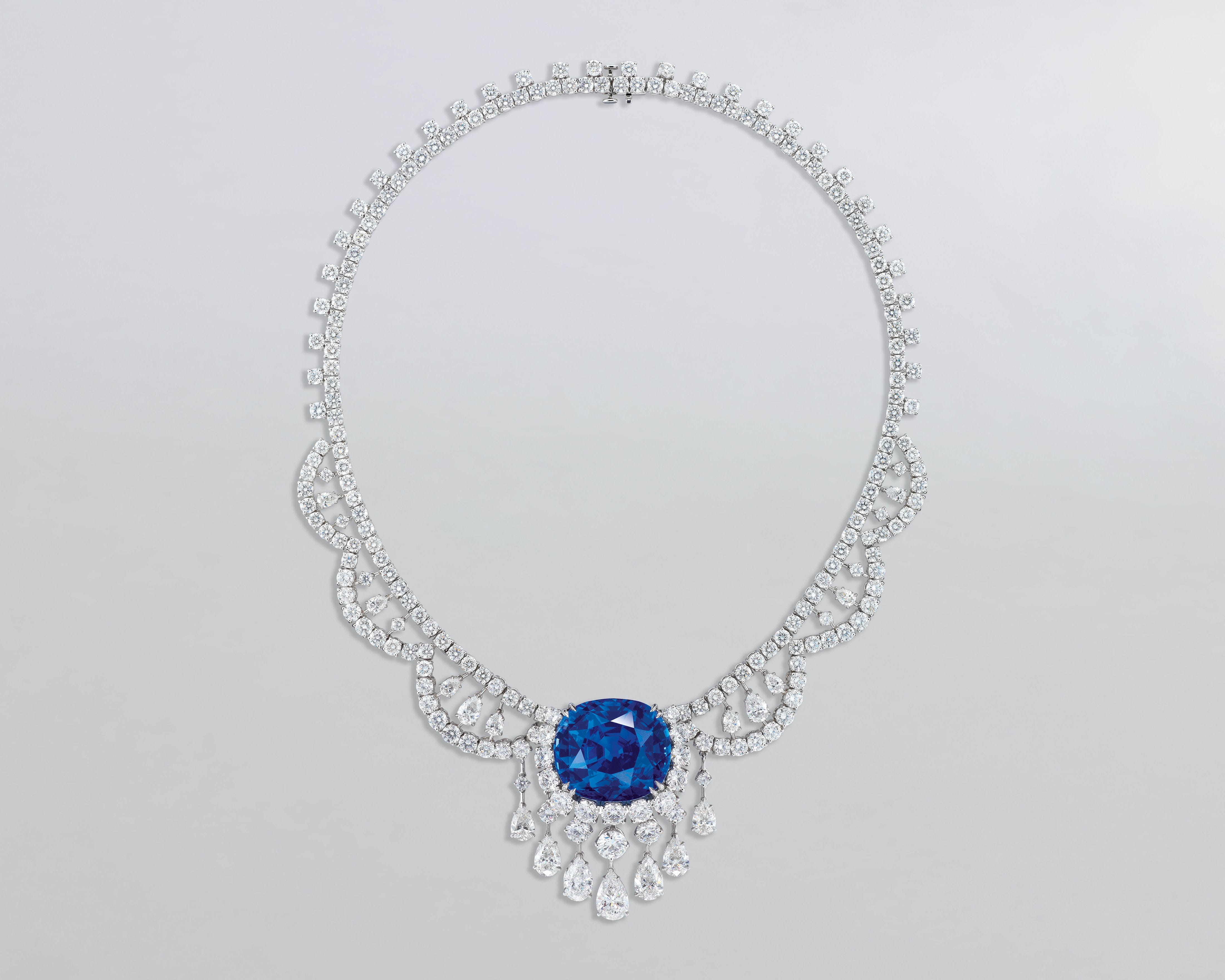 Sapphire and sales diamond necklace