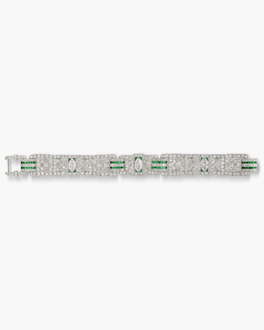 Art Deco Diamond and Emerald Bracelet