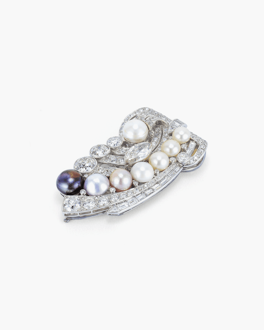 Art Deco Pearl and Diamond Brooch