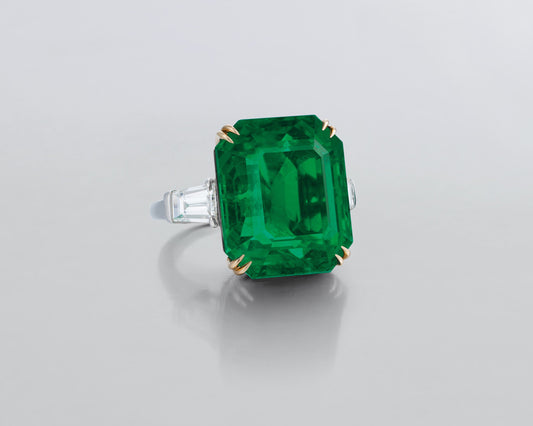 23.31 carat Emerald Cut Old Mine Colombian Emerald Ring